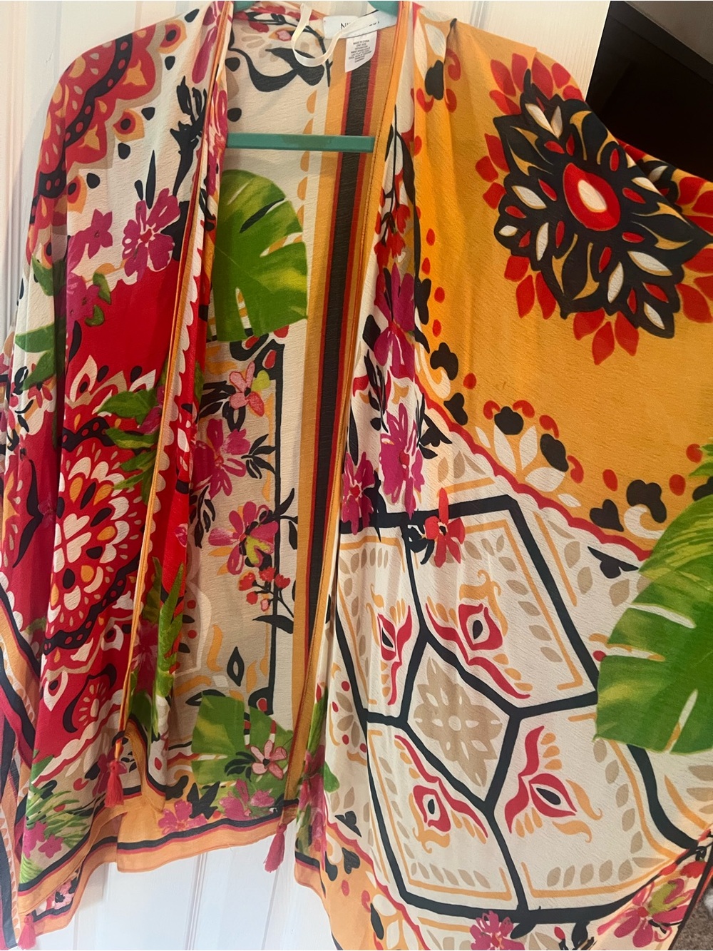 Nine West Vibrant Floral Multi-Color Kimono Wrap - Floral Pattern - Picture 2 of 4